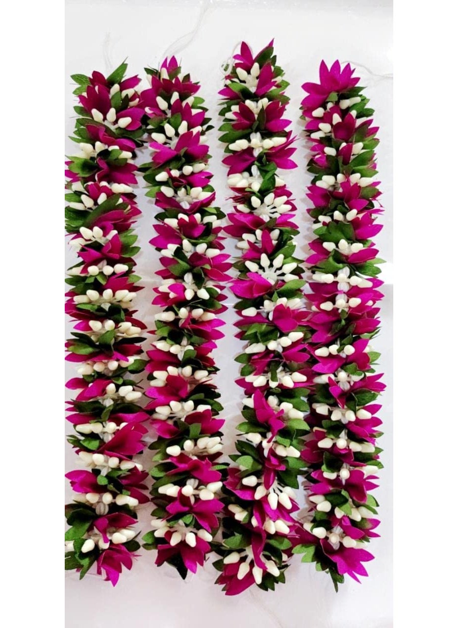 PMW pmw Artificial Flower Mala for Decoration Pack of 4 for Baratanatyam Kuchipudi Kathak Purple Colour Artificial Flower Mala  - Image 1
