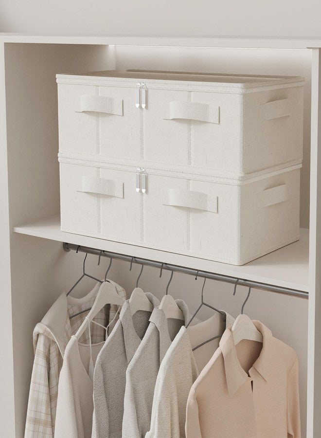 ENUMAIL Underbed Storage Box, Foldable Under Bed Storage Bags Container, Underbed Storage Organizer bins with Lid for Clothes, for Clothes, Comforter, 23.6x11.8x5.9 in, Beige,2 Pack - Image 3