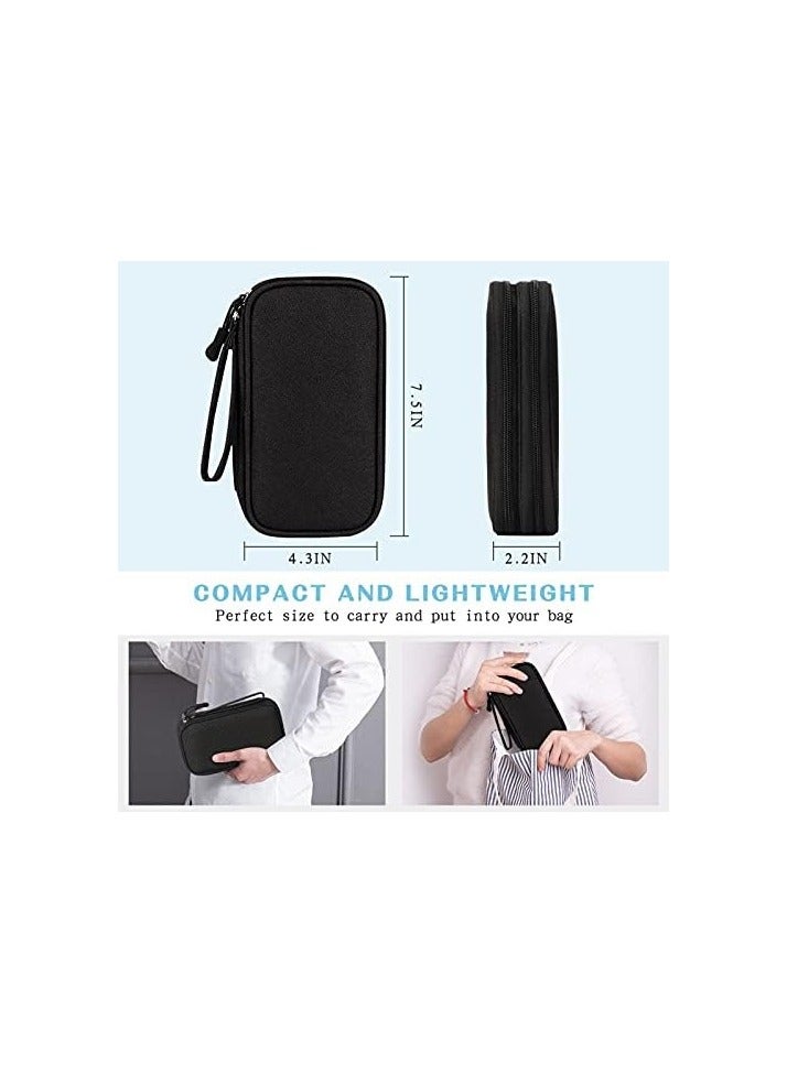 أف واي واي حقيبة تنظيم كابل السفر من FYY ملحقات إلكترونية محمولة مقاومة للماء حقيبة حمل مزدوجة الطبقات حقيبة تخزين الكل في واحد للسلك والشاحن والهاتف وسماعات الأذن - أسود - Image 2