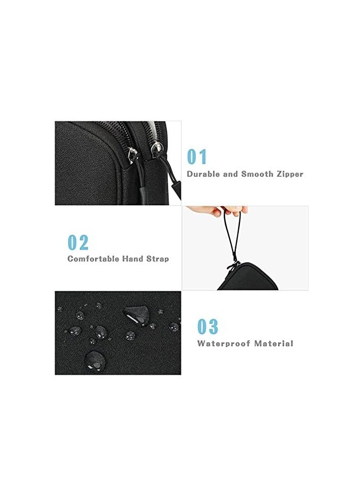 أف واي واي حقيبة تنظيم كابل السفر من FYY ملحقات إلكترونية محمولة مقاومة للماء حقيبة حمل مزدوجة الطبقات حقيبة تخزين الكل في واحد للسلك والشاحن والهاتف وسماعات الأذن - أسود - Image 4