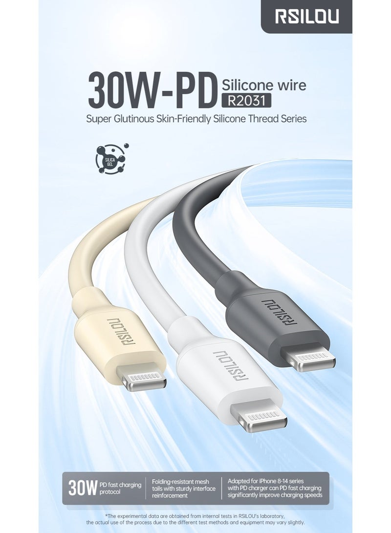 RSILOU-R2031 Type-C to Lightning Fast Charging Data Cable (120cm) | 20W PD Compatible | Durable & Tangle-Free Design | High-Speed Sync Cable for iPhone, iPad, and AirPods - Image 3