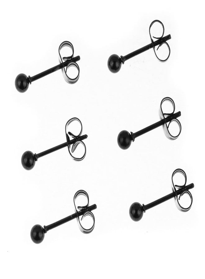 Memsion 316L Surgical Steel Earrings Hypoallergenic Black Ball Stud Earrings Set for Women Men Nickel Free Cartilage Ear Rings 3Pairs of 3mm Ball Stud Earrings - Image 1