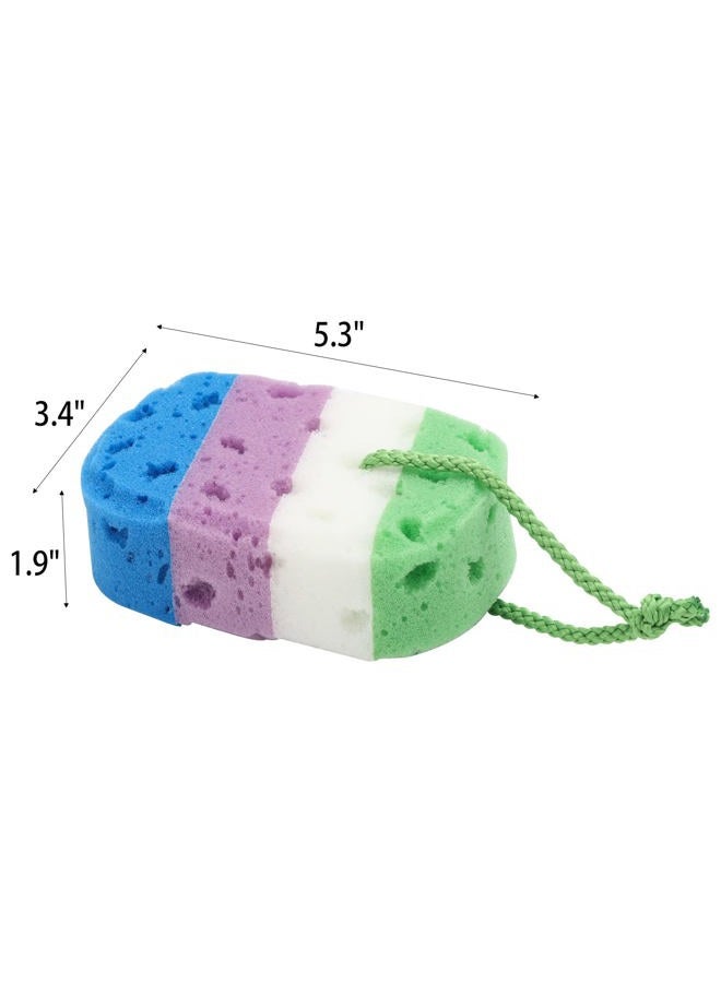 BTYMS 3 Pieces Exfoliating Bath Sponge Body Sponges Shower Loofah Soft Bathing Pouf Foam Lufa Body Scrubber - Image 2