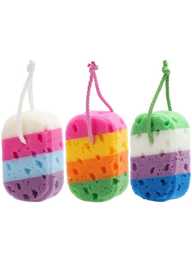 BTYMS 3 Pieces Exfoliating Bath Sponge Body Sponges Shower Loofah Soft Bathing Pouf Foam Lufa Body Scrubber - Image 1
