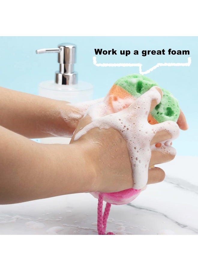 BTYMS 3 Pieces Exfoliating Bath Sponge Body Sponges Shower Loofah Soft Bathing Pouf Foam Lufa Body Scrubber - Image 4