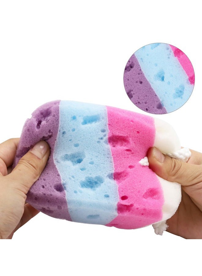 BTYMS 3 Pieces Exfoliating Bath Sponge Body Sponges Shower Loofah Soft Bathing Pouf Foam Lufa Body Scrubber - Image 3