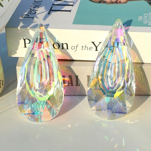 HYBEADS 120mm Crystal Suncatcher, 2 Pack Large Prism Sun Catchers Windows Hanging Ornaments Rainbow Maker Pendant Indoor Outdoor Garden Chandelier Birthday Wedding Party Valentines Day Gifts for Women - Image 3