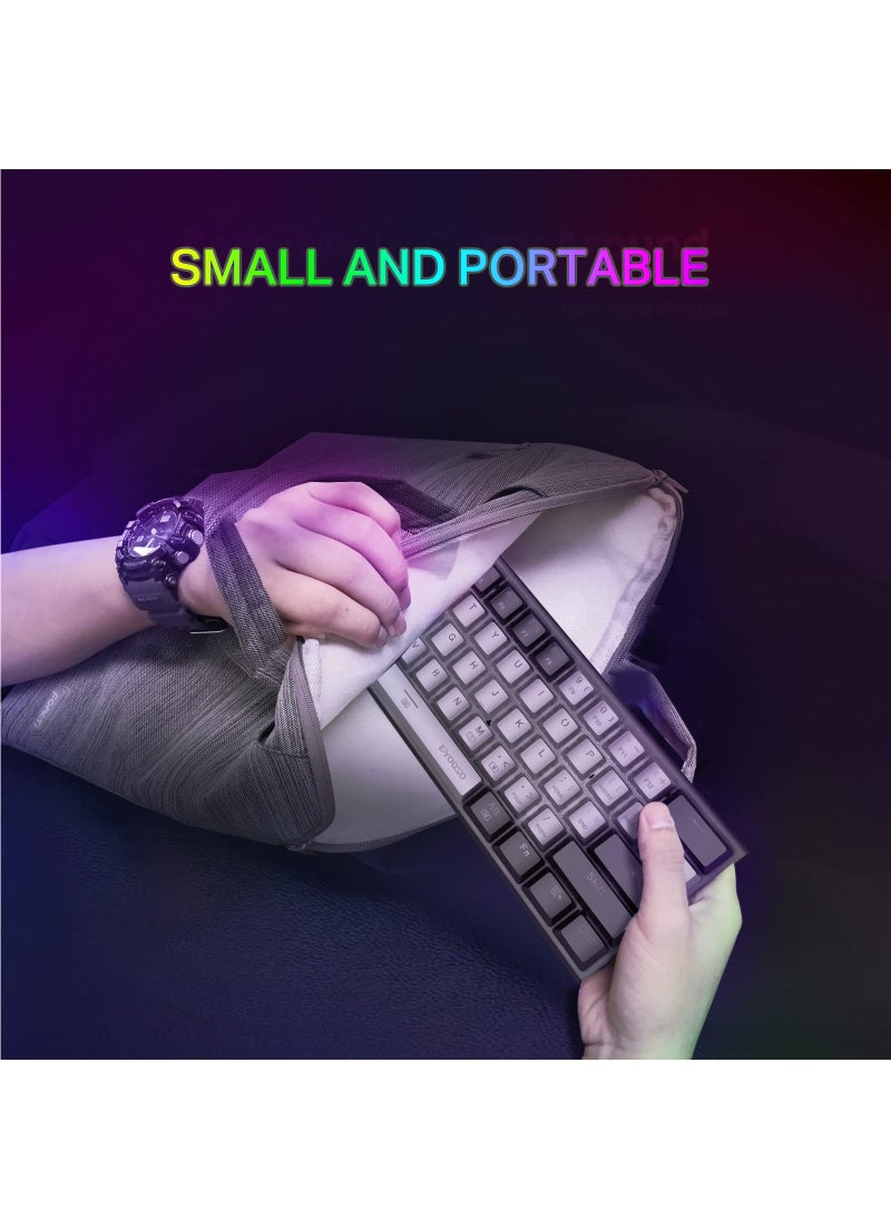 E-YOOSO - Z-11 61 Keys Mechanical Gaming Keyboard,Red Switch 60% Wired Compact Keyboard,RGB Backlit and Metal Panel for Windows,Mac OS-Grey Black - Image 1