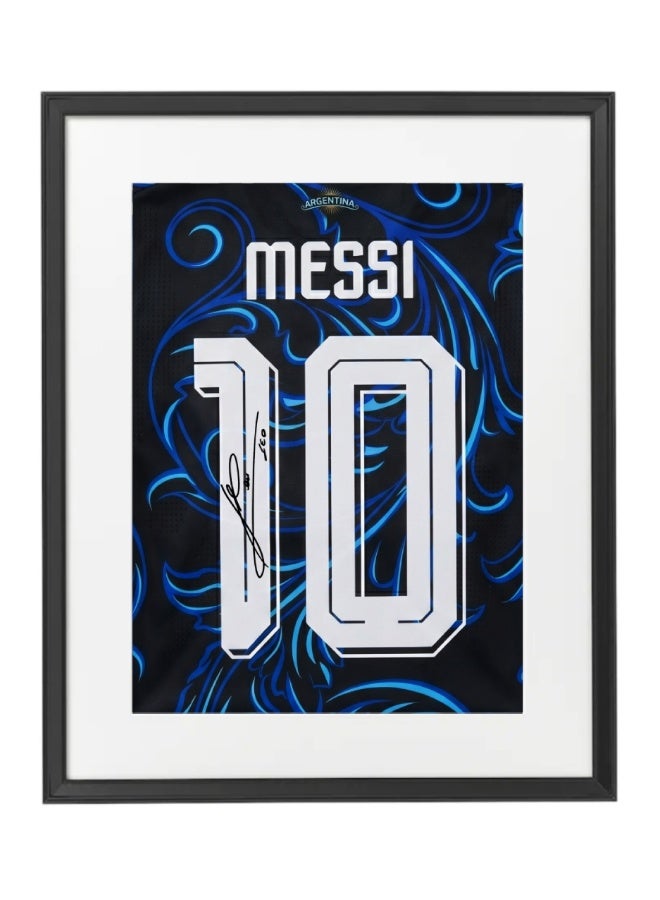 Lionel Messi Argentina Jersey #10 World Cup 2026 with Printed Autograph Framed Poster 50x40cm , Soccer Memorabilia Gift for Football Fans