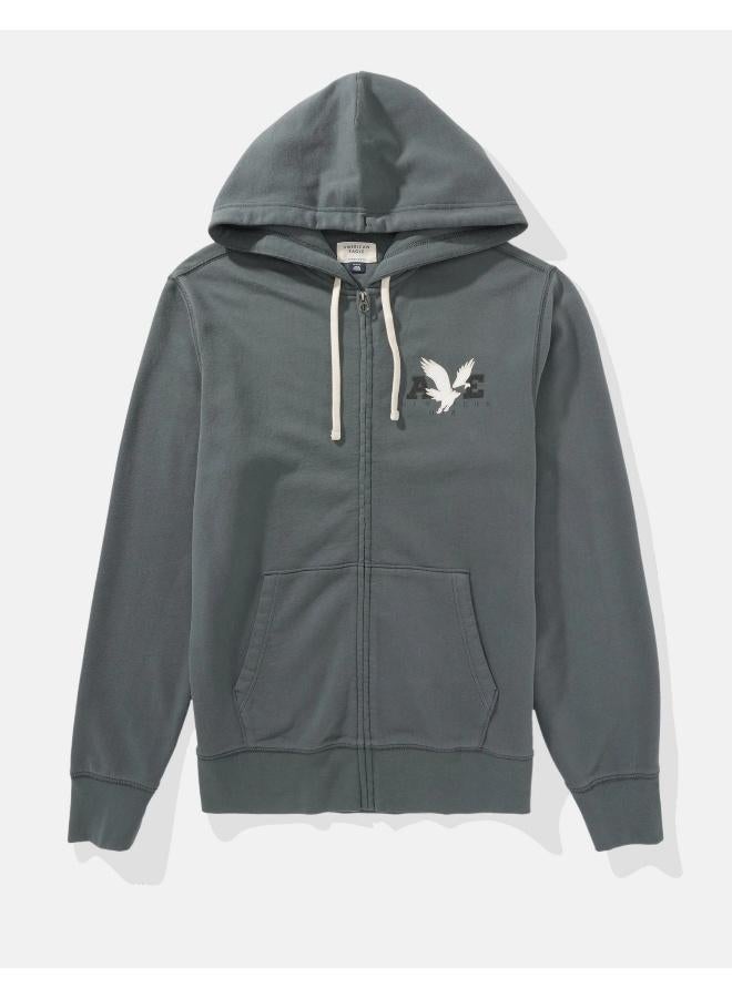 American Eagle AE Logo Graphic Zip-Up Hoodie  - Image 3