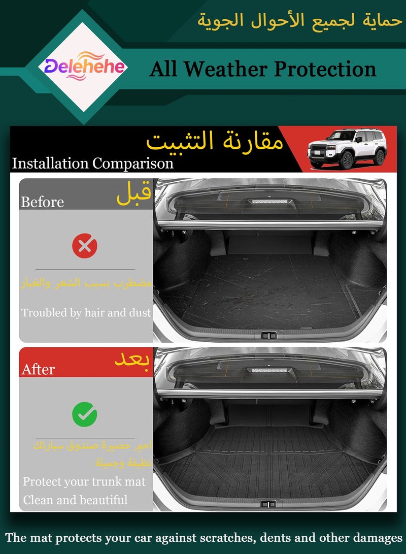 Delehehe LC300 Cargo Liner - Trunk Mat for Toyota Land Cruiser LC300 2022-2025 5-7 Seats,Custom Fit Car Trunk Mat,All Weather Cargo Mat for LC300 Accessories,100% Protection TPE - Easy-to-Wash - Image 2