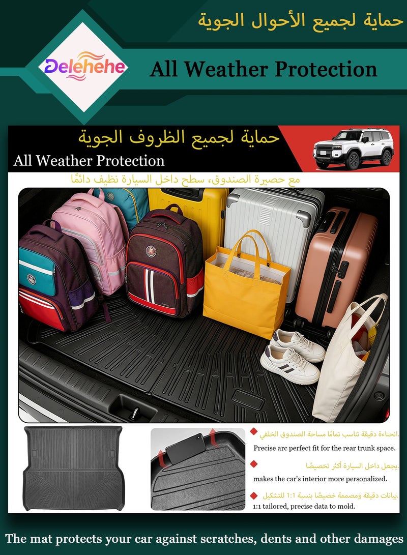Delehehe LC300 Cargo Liner - Trunk Mat for Toyota Land Cruiser LC300 2022-2025 5-7 Seats,Custom Fit Car Trunk Mat,All Weather Cargo Mat for LC300 Accessories,100% Protection TPE - Easy-to-Wash - Image 4