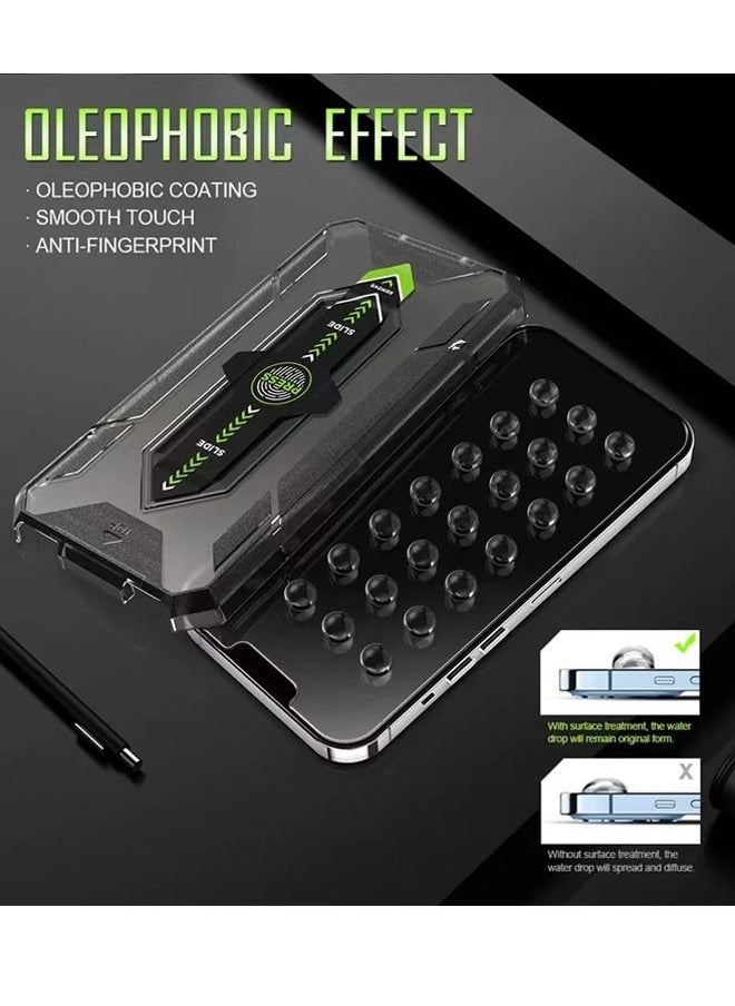 Rock Pow - iPhone13/13pro/14 1-Pack Tempered Glass Screen Protector with Easy Applicator Installation Frame for Perfect Fit Anti-Scratch Case Friendly 9H Surface Hardness HD Crystal Clear Reinforcement Edge Oleo - Image 1