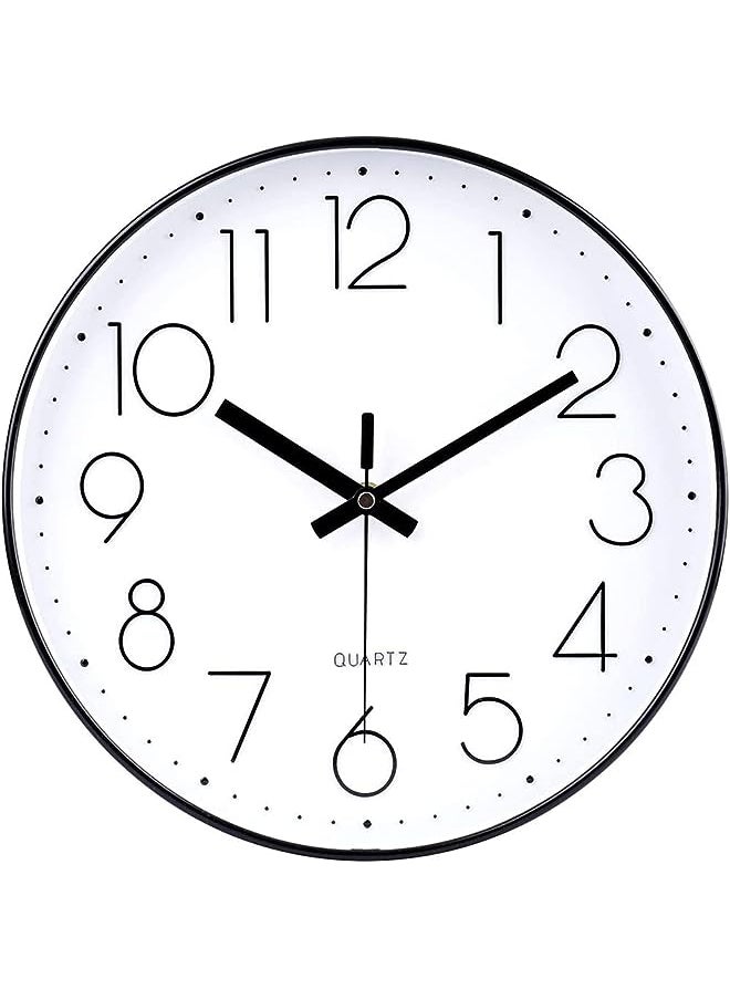 QUARTZ Wall Clock, Silent Non Ticking Quality Quartz Battery Operated, Round Easy to Read, Silent Wall Clock for Bedrrom, Living Room, Kitchen, Office, School Home Decor (Black)  - Image 1