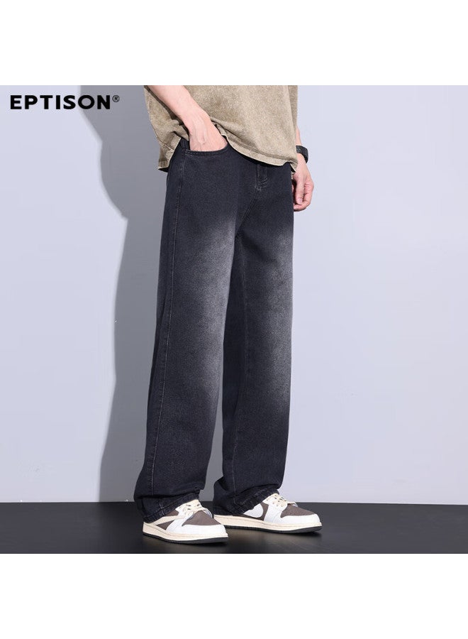 EPTISON Yipintiancheng Spring Summer New Wide-leg Jeans Men's American High Street Loose Washed Straight-leg Pants - Image 3