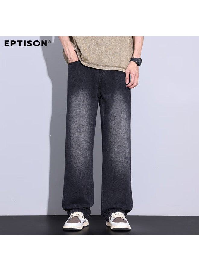 EPTISON Yipintiancheng Spring Summer New Wide-leg Jeans Men's American High Street Loose Washed Straight-leg Pants - Image 2