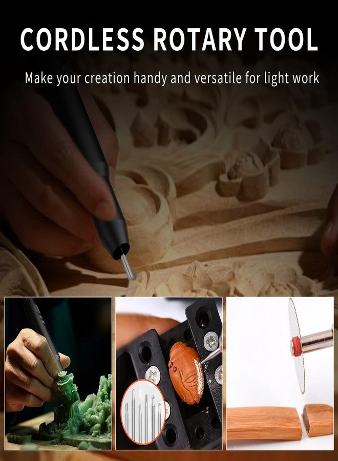 CBVCBV Wireless Engraving Pen Kit for Jewelry, Wood, Metal, Glass & Plastic - Cordless DIY Engraver with 30 Bits & Polishing Function, Portable Tool for Artists, Craftsmen, (Black - Upgraded Version) - Image 5