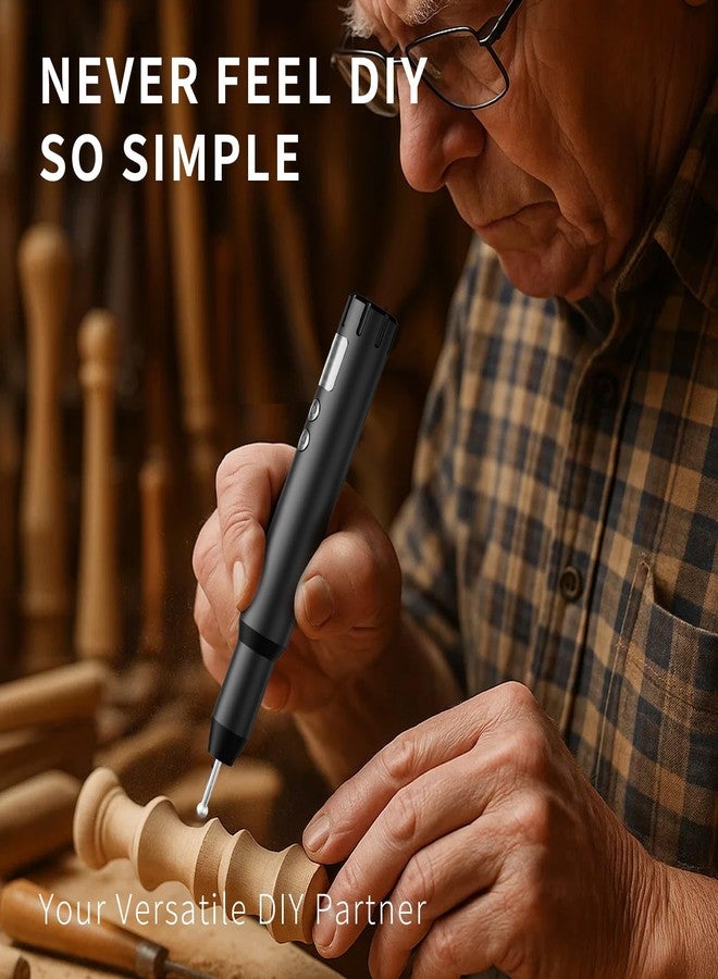 CBVCBV Wireless Engraving Pen Kit for Jewelry, Wood, Metal, Glass & Plastic - Cordless DIY Engraver with 30 Bits & Polishing Function, Portable Tool for Artists, Craftsmen, (Black - Upgraded Version) - Image 3