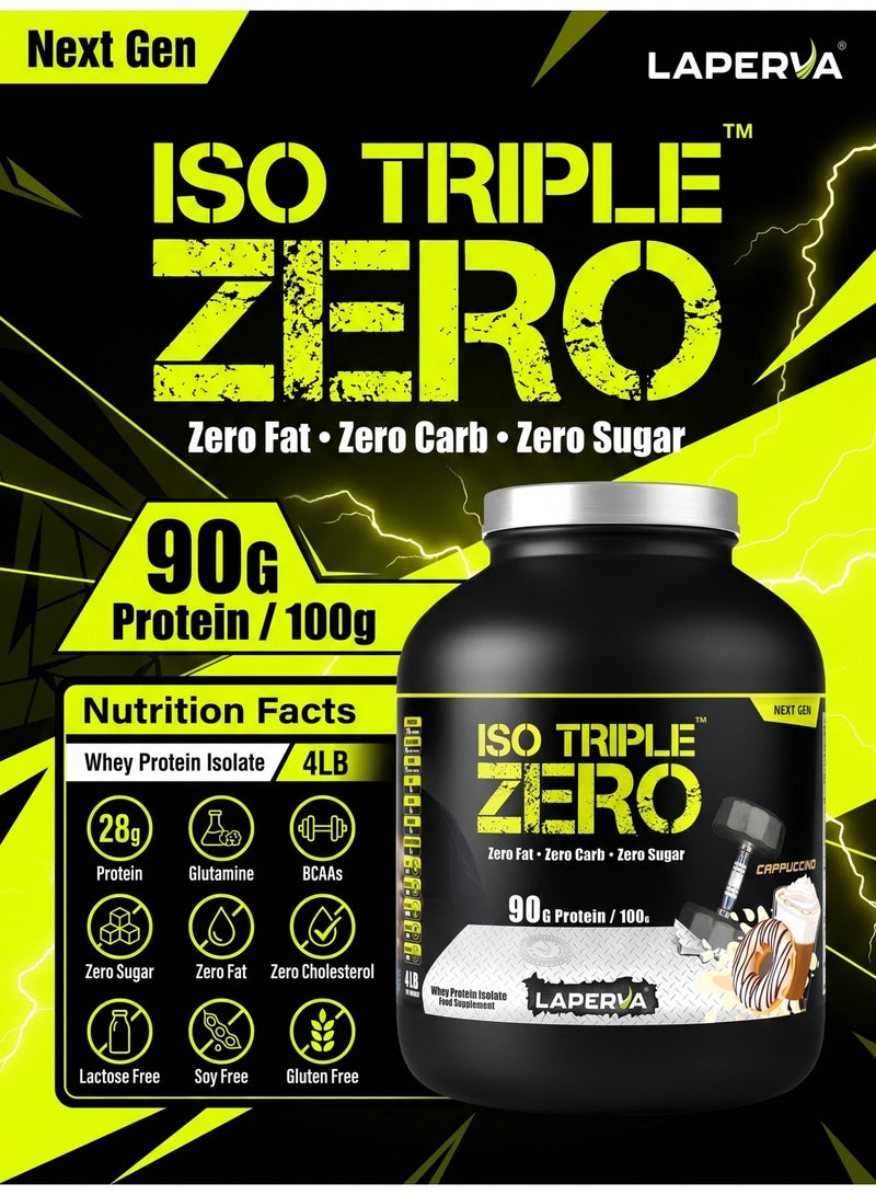 Laperva Iso Triple Zero Next Generation Whey Protein Cappuccino 4 LB | High Protein Powder | Soy Free, Gluten Free, Lactose Free | Zero Sugar, Fat & Carbs - Image 2