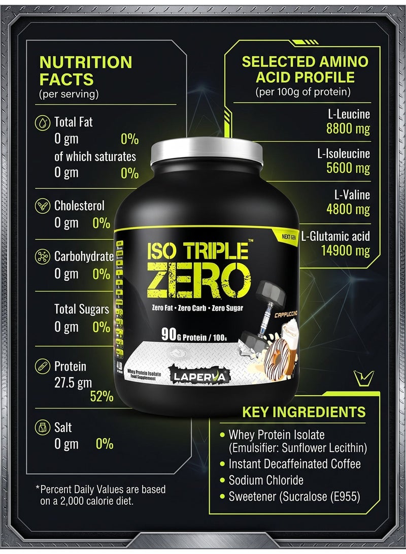 Laperva Iso Triple Zero Next Generation Whey Protein Cappuccino 4 LB | High Protein Powder | Soy Free, Gluten Free, Lactose Free | Zero Sugar, Fat & Carbs - Image 3