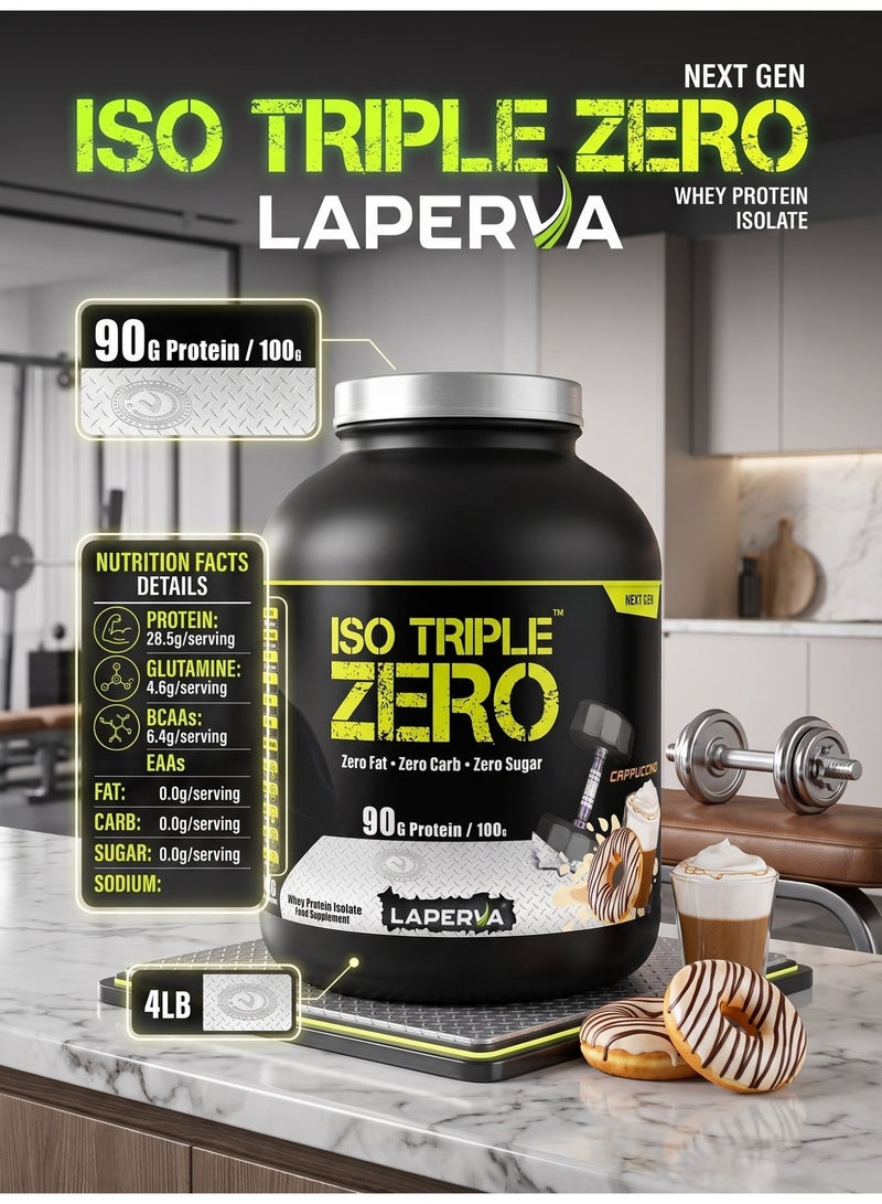 Laperva Iso Triple Zero Next Generation Whey Protein Cappuccino 4 LB | High Protein Powder | Soy Free, Gluten Free, Lactose Free | Zero Sugar, Fat & Carbs - Image 4