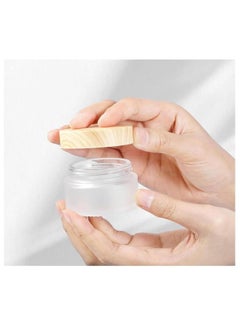FUFU 6Pcs Glass Cosmetic Containers Empty Sample Jars with Bamboo Wood Leakproof Lids gram Capacity Makeup Sample Containers for Lotion Cream Cosmetic  - Image 3