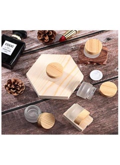 FUFU 6Pcs Glass Cosmetic Containers Empty Sample Jars with Bamboo Wood Leakproof Lids gram Capacity Makeup Sample Containers for Lotion Cream Cosmetic  - Image 5