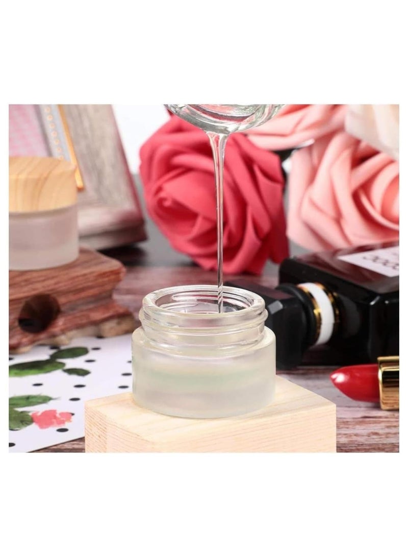 FUFU 6Pcs Glass Cosmetic Containers Empty Sample Jars with Bamboo Wood Leakproof Lids gram Capacity Makeup Sample Containers for Lotion Cream Cosmetic  - Image 2
