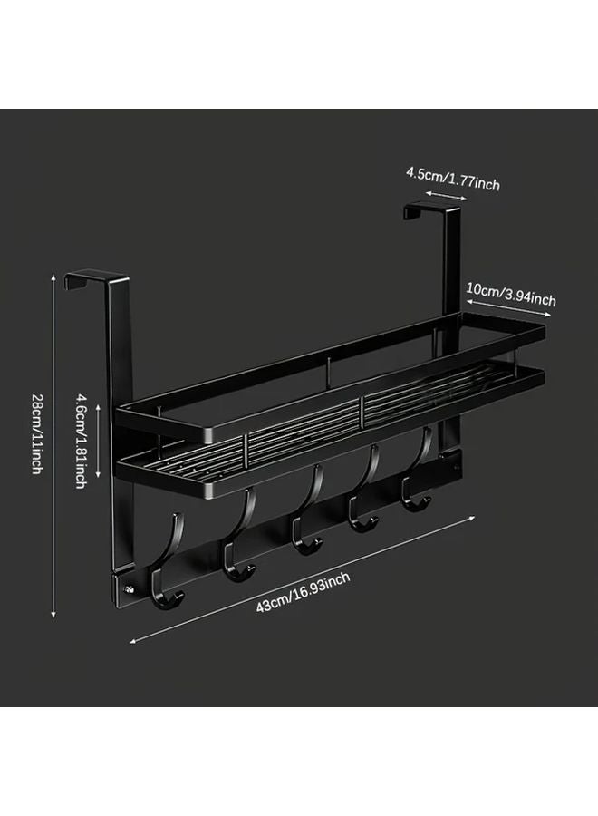 5 Pack Black No Drill Door Hooks Heavy Duty Steel Wall Mounted Bathroom Storage Rack - Image 4