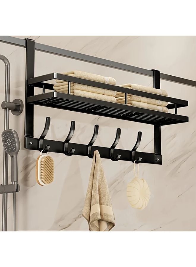 5 Pack Black No Drill Door Hooks Heavy Duty Steel Wall Mounted Bathroom Storage Rack - Image 3