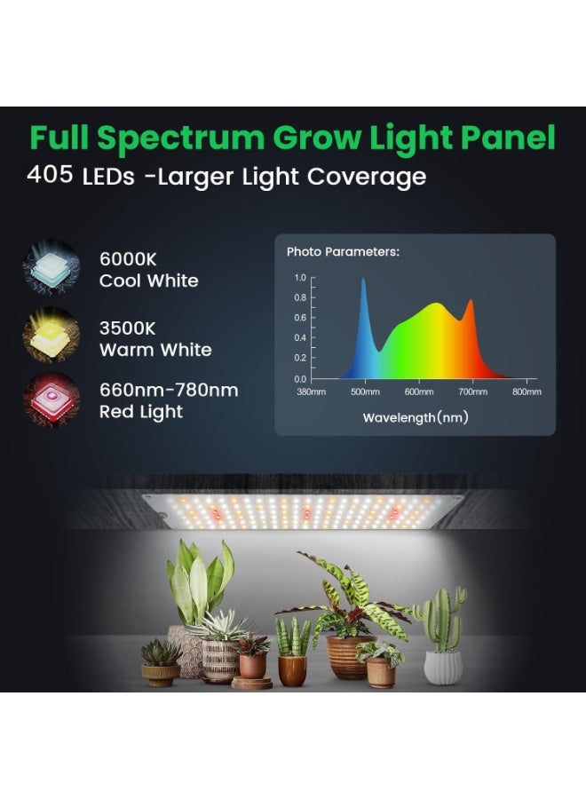 VELARO 3 Pack LED Grow Light Panels 405 LEDs, Full Spectrum Plant Light with Auto Timer & Dimming, Ultra Thin Quantum Board for Indoor Plants, Seedlings & Succulents - Image 5