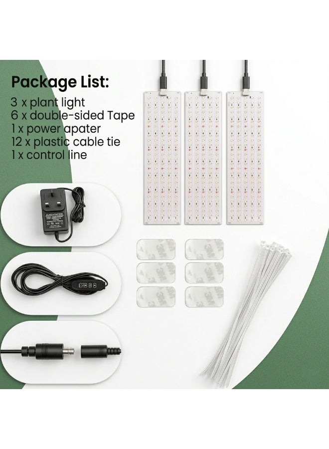 VELARO 3 Pack LED Grow Light Panels 405 LEDs, Full Spectrum Plant Light with Auto Timer & Dimming, Ultra Thin Quantum Board for Indoor Plants, Seedlings & Succulents - Image 4