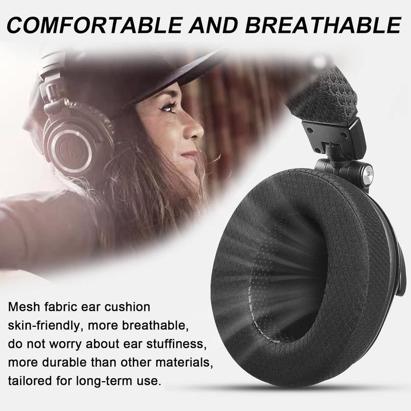 G GVOEARS وسائد أذن بديلة مطورة لـ HyperX Cloud/Alpha، Audio Technica M50X/M40X، Turtle Beach Stealth 400/600 والمزيد - وسائد أذن مع قماش شبكي قابل للتنفس/سمك إضافي/رغوة ذاكرة - Image 5