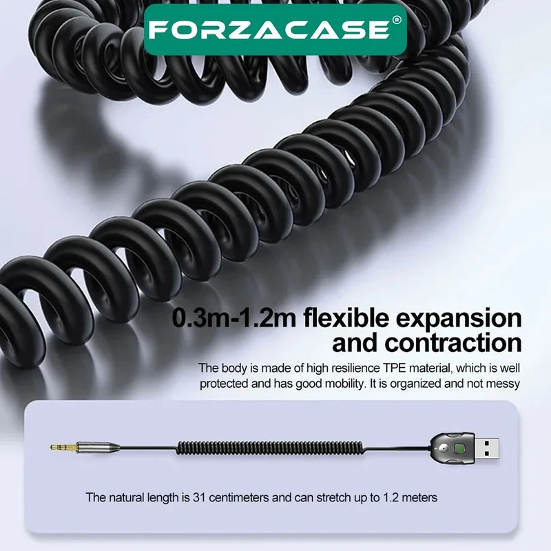 Forzacase Bluetooth 5.0 Fm Transmitter with Aux USB Input 1.2 Meters - FC697