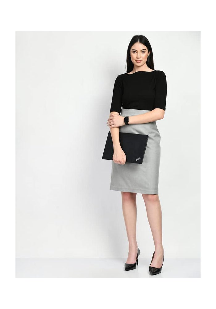 Exude Grey Solid Pencil Skirt for Women - Image 5