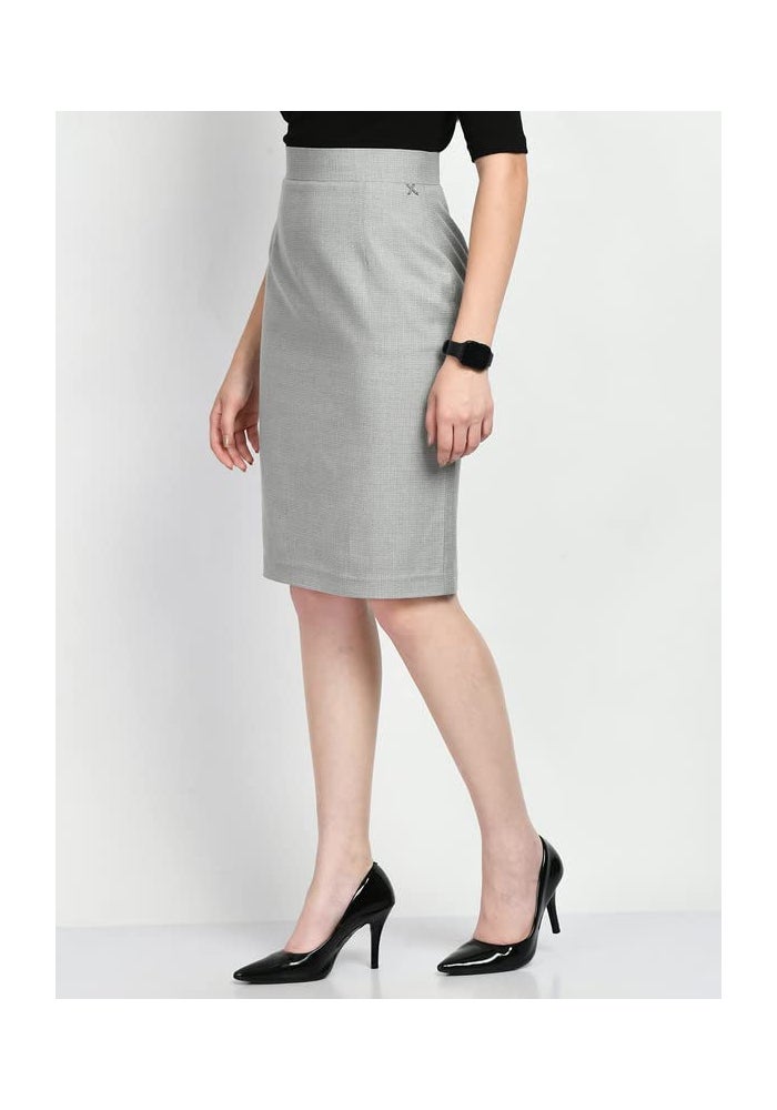 Exude Grey Solid Pencil Skirt for Women - Image 2