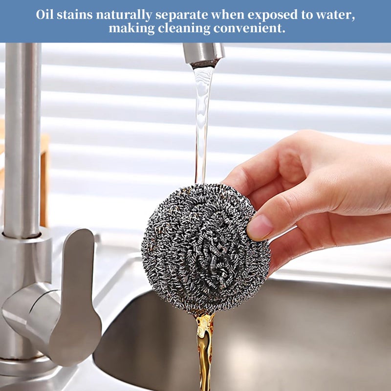 GUEICN Stainless Steel Scrubber Scrubbing Scouring Pad Sponges Clean Pot Pan and Steel Wool for Kitchen Bathroom - Image 5