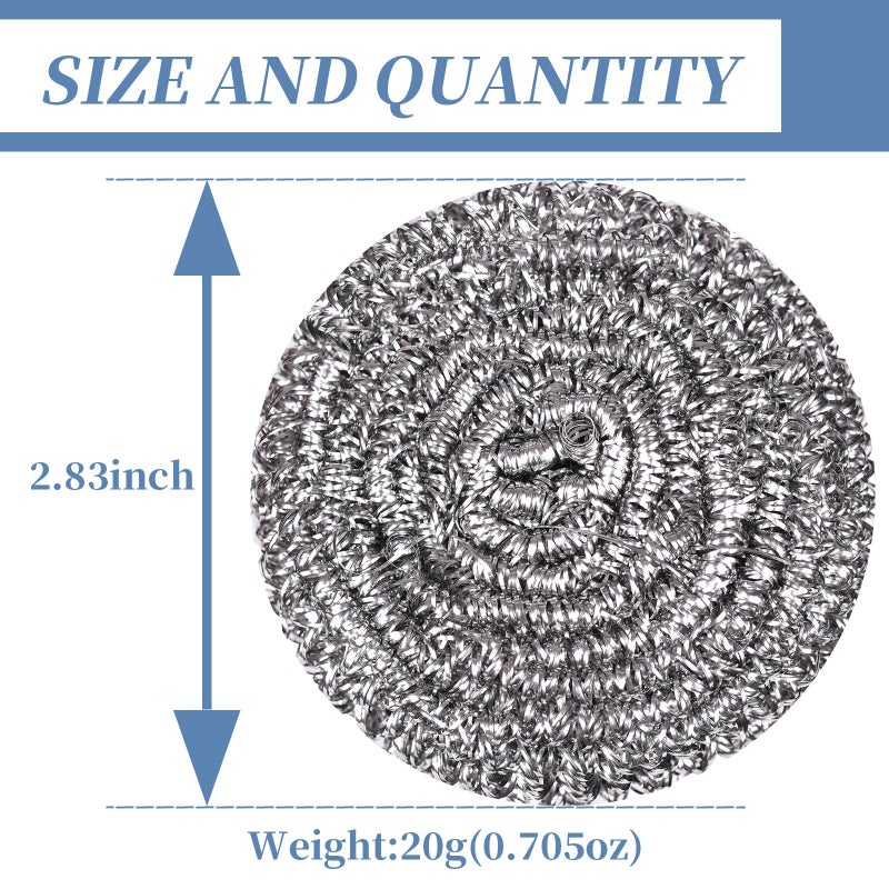 GUEICN Stainless Steel Scrubber Scrubbing Scouring Pad Sponges Clean Pot Pan and Steel Wool for Kitchen Bathroom - Image 2