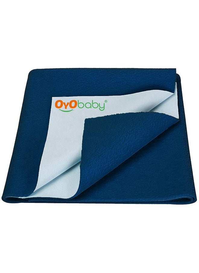 OYO BABY Cotton Waterproof Quick Dry Sheet For Baby| Bed Pad | Baby Bed Protector Sheet For Toddler Children (Large (140Cm X 100Cm, Dark Sea Blue))  - Image 1
