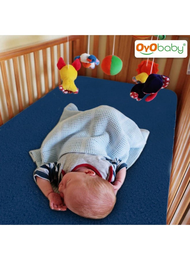 OYO BABY Cotton Waterproof Quick Dry Sheet For Baby| Bed Pad | Baby Bed Protector Sheet For Toddler Children (Large (140Cm X 100Cm, Dark Sea Blue))  - Image 2