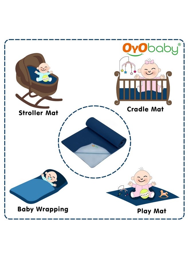 OYO BABY Cotton Waterproof Quick Dry Sheet For Baby| Bed Pad | Baby Bed Protector Sheet For Toddler Children (Large (140Cm X 100Cm, Dark Sea Blue))  - Image 5