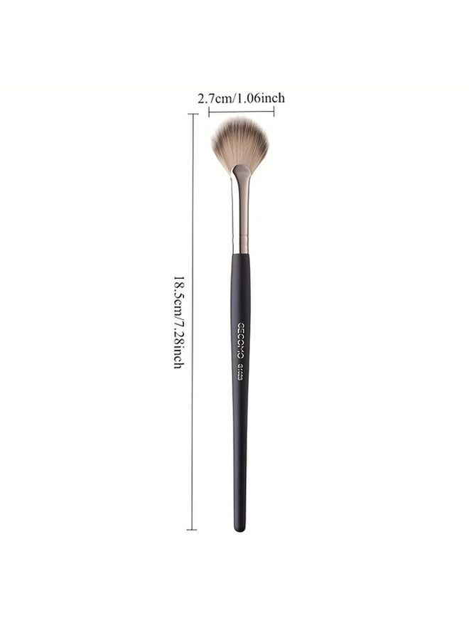 1pc Black Soft Bristle Blush Highlighter Makeup Brush Hypoallergenic Nylon Bristles - Image 5
