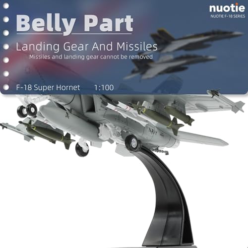 NUOTIE 1/100 F/A-18 Super Hornet Diecast Metal Fighter Jet Model Kits Pre-Build Replica 1943-2018 Jolly Roger Livery Military for Display Collection or Gift - Image 5