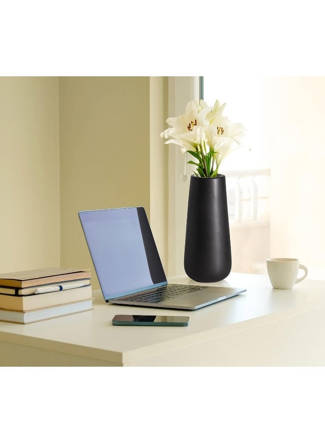 D'vine Dev Dvine Dev 8 Inch Ceramic Flower Vase Matte Finishing Minimalist Design for Home Dcor Bedroom Living Room Centerpieces Office Ebony Black VSXHE1 - Image 2