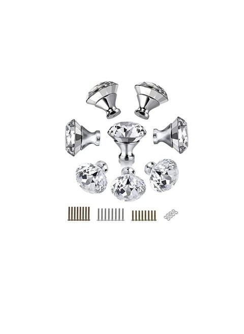 ROBUSTLINE Crystal Clear Glass Diamond Shape Drawer Knob - 8 Pcs, 30mm | Drawer Pull Handle for Cabinet, Drawer, Cupboard, Wardrobe | Home Decoration Knob