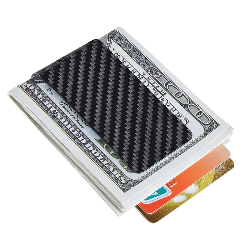 CL CARBONLIFE CL CARBONLIFE Carbon Fiber Wallet Money Clip for Cash and Credit Card, Minimalist Holder Clips for Men (Glossy Black, 2.8"x1.5")  - Image 2