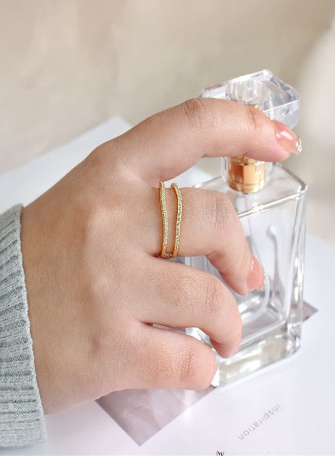 Newshe Jewellery Curved Wedding Bands for Women Cubic Zirconia Ring Enhancer Guard for Engagement Rings 925 Sterling Silver Size 7 - Image 5