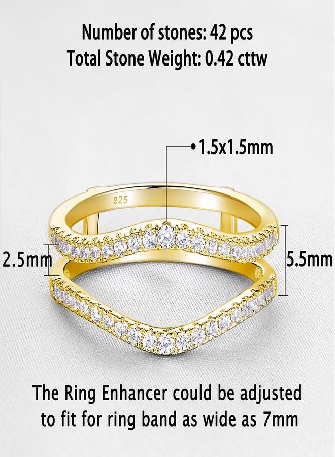Newshe Jewellery Curved Wedding Bands for Women Cubic Zirconia Ring Enhancer Guard for Engagement Rings 925 Sterling Silver Size 7 - Image 3