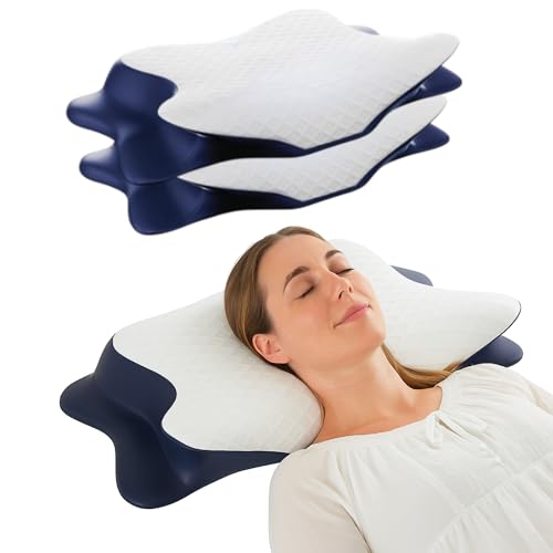 CUSHIO Cervical Butterfly Pillow – Orthopedic Memory Foam for Neck & Shoulder Pain Relief | Contour Pillow with Arm Rest | Dual Height Design for Side & Back Sleepers (Pack of 2) - Image 1