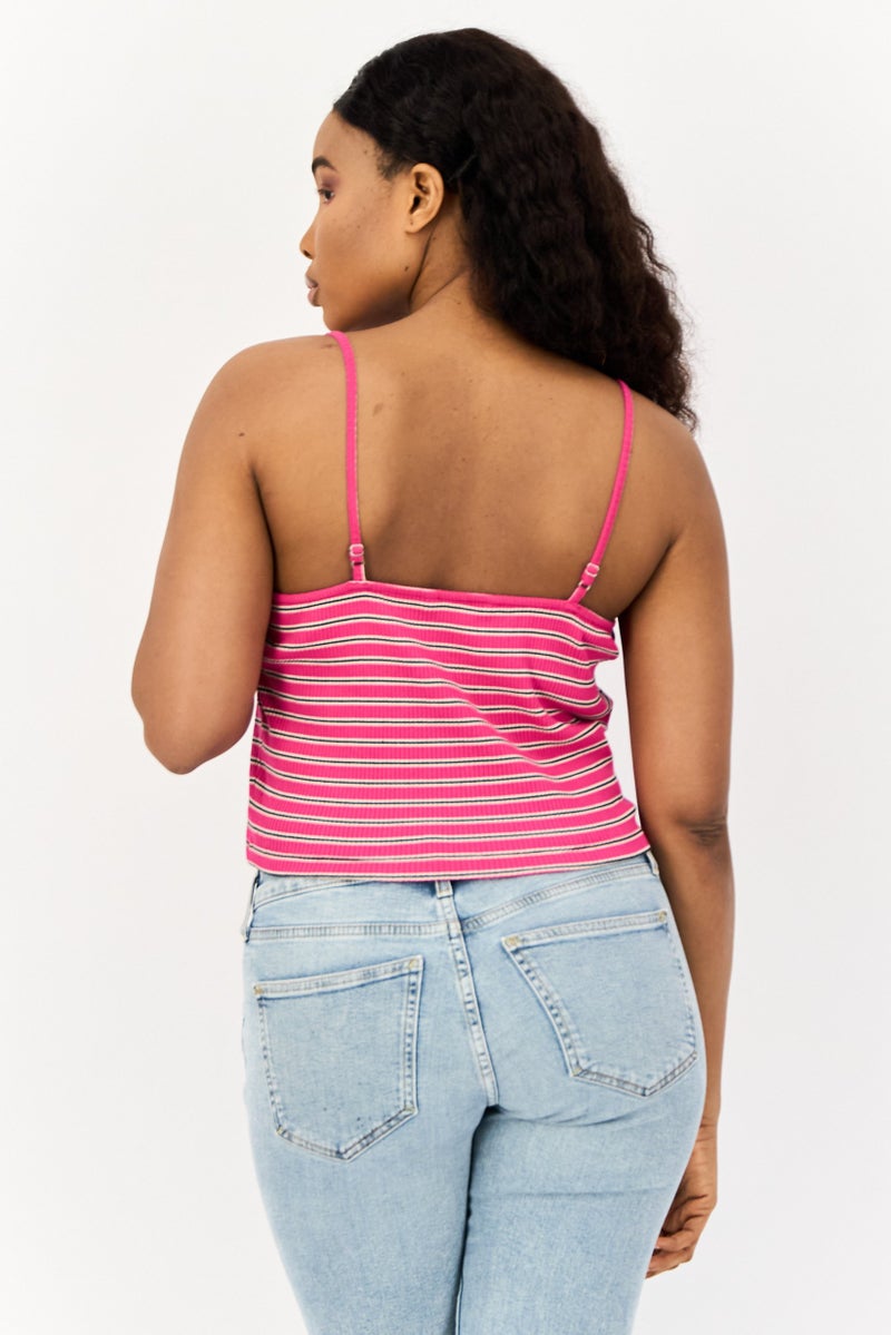 ONLY Women Sweetheart Neck Sleeveless Stripe Print Tank Top, Multicolor - Image 4